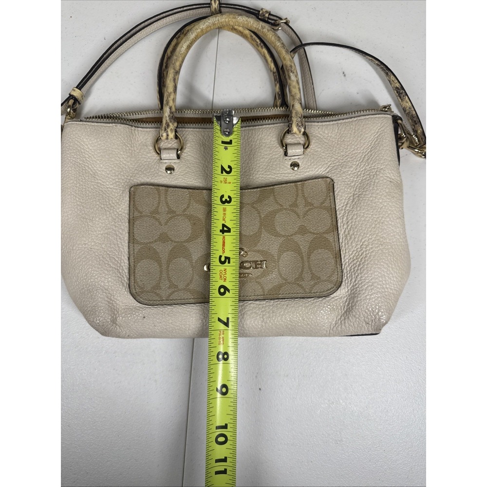 Coach Pebble Leather Emma Satchel w/ Signature Canvas and Snake Embossed Leather - Picture 14 of 14